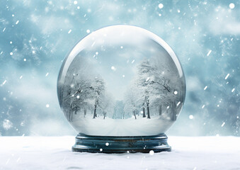 Fototapeta na wymiar snow globe in snow Generative Ai