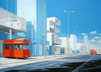 tram in the city Generative Ai