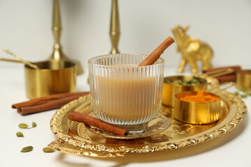 Traditional Indian hot drink with milk and spices - Masala tea