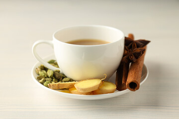 Traditional Indian hot drink with milk and spices - Masala tea