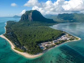 Foto auf Acrylglas Le Morne, Mauritius Incredible view of Le Morne mountain in Mauritius. Picture taken from drone