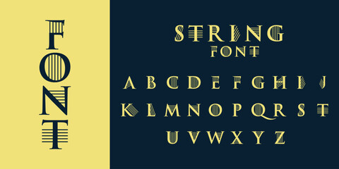 alphabet strings pack as instrument tone for stringed musical instrument used for logo, design, vector, business, branding, company, and art