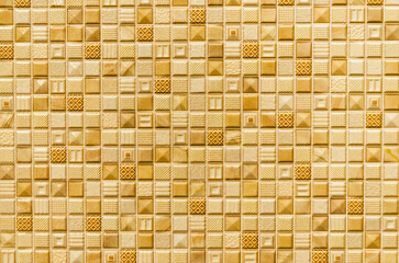 Abstract mosaic background. Texture of small square mosaic tile in brown and beige colors
