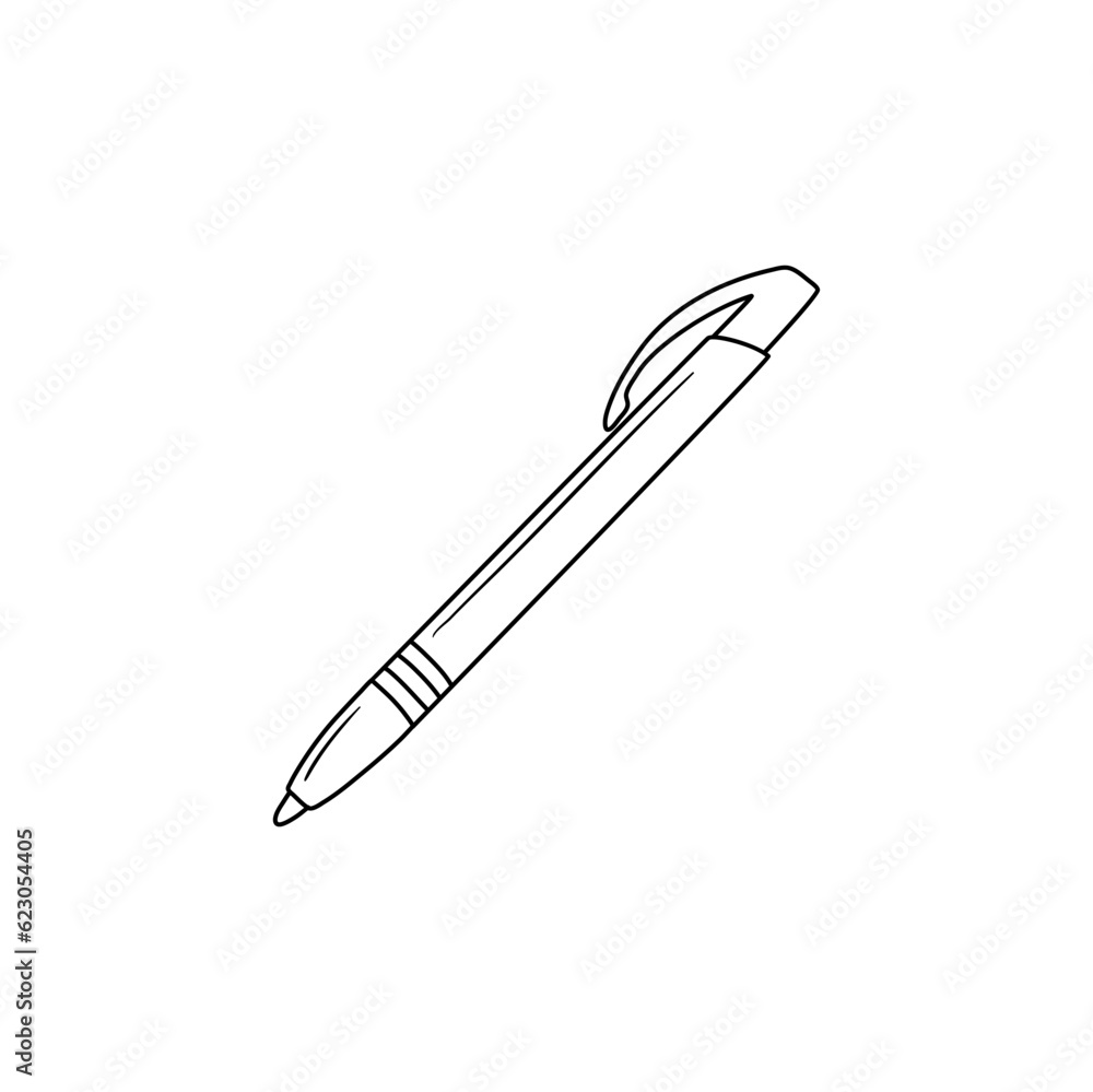 Sticker Vector illustration of a ballpoint pen in doodle style.