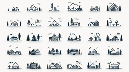 outline icons about the landscape