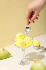 Tasty and fresh summer food - melon ice cream