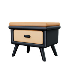 Wooden bedside table on white background