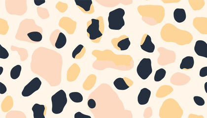 Hand drawn abstract pattern with leopard skin. Collage contemporary print. Neutral pastel minimalist design