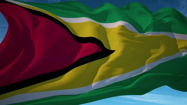 Waving flag loop. National flag of Guyana