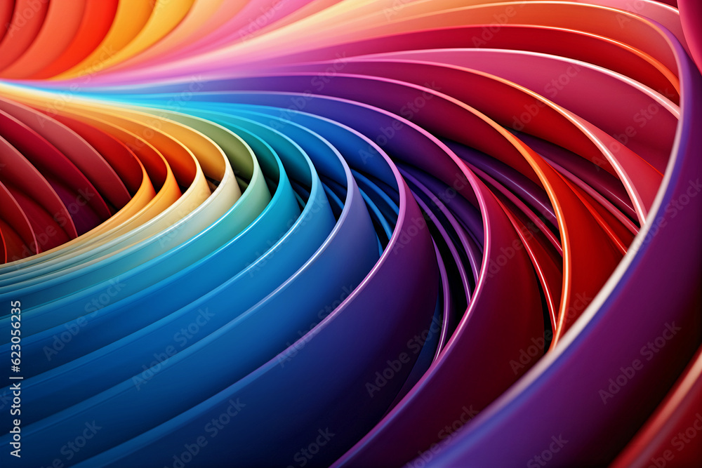 Poster abstract colorful wave background, twisted colored wave flows in motion. bright colorful background.