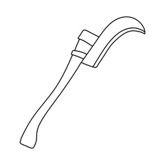 Brush axes in hand drawn doodle style isolated on white background.Vector outline stock illustration. Sign tool gardening element. Tree pruning Coloring book