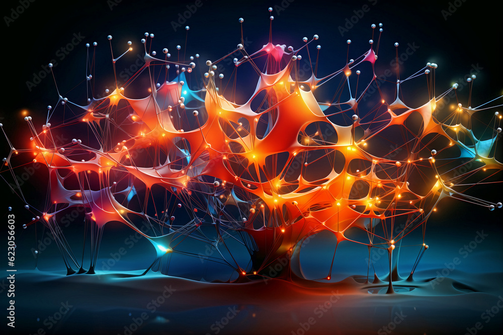 Poster abstract background of artificial intelligence and neural connections. generative ai