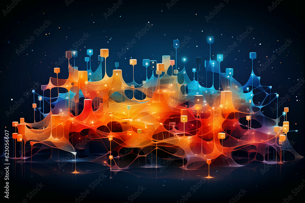 Poster abstract background of artificial intelligence and neural connections. generative ai
