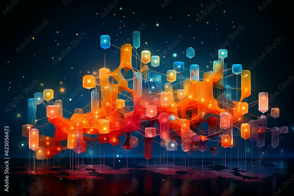 Poster abstract background of artificial intelligence and neural connections. generative ai