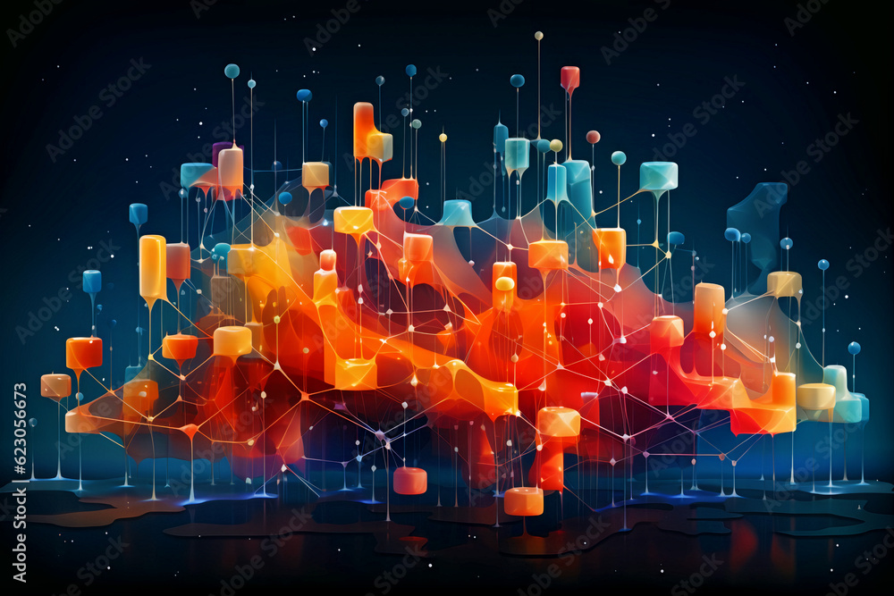 Poster abstract background of artificial intelligence and neural connections. generative ai