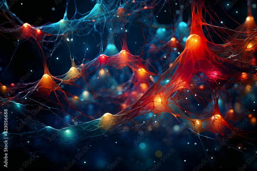 Poster abstract background of artificial intelligence and neural connections. generative ai