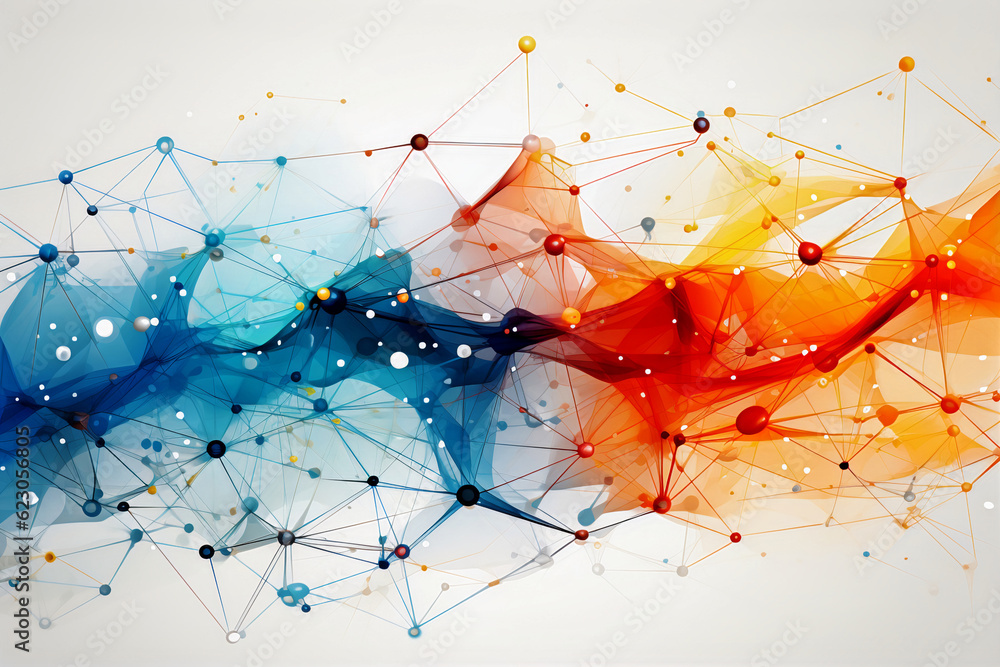 Poster abstract background of artificial intelligence and neural connections. generative ai