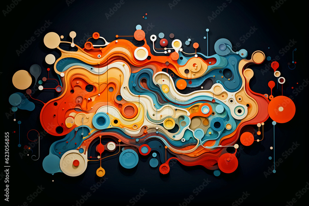 Poster abstract background of artificial intelligence and neural connections. generative ai