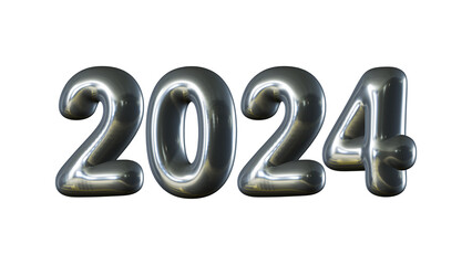 2024 number in 3d rendering for new year and calendar concept