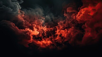 Black and red smoke and fire with copy space - obrazy, fototapety, plakaty