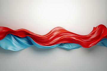 Red and blue wave of liquid paint on a white background. Generative AI