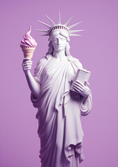 Statue of Liberty Holding Ice Cream. Humorous concept