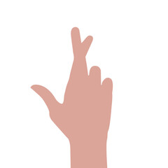 Vector flat illustration of hand with fingers crossed. Vector design element for infographic, web, internet, presentation.