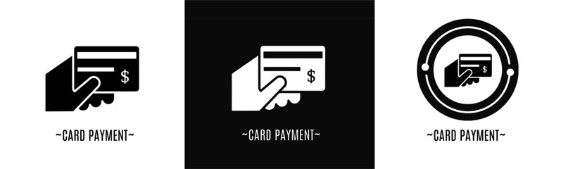 Card payment logo set. Collection of black and white logos. Stock vector.