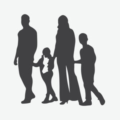 Heartwarming Silhouettes of a Happy Family, Parents Holding Hands with Daughter and Son
