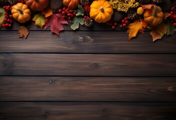 Naklejka na ściany i meble wood Tabletop with fall themed border.