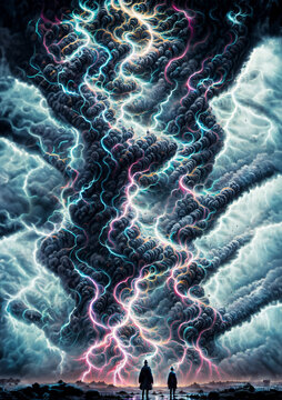 Cloud and Lightning Wallpaper, Ai Generative © thinnapat