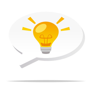 Thought bubble with light bulb vector isolated
