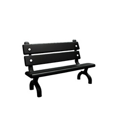 Bench in the park on white background