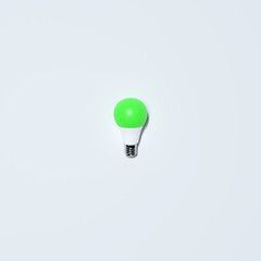 Green Lightbulb With White Background