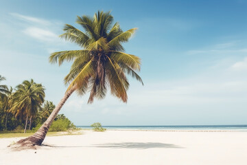 Beach landscape with palms. Summer tropical background. Ai generated