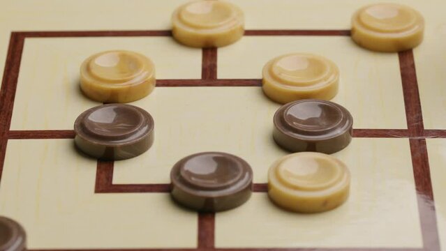 White and Red Playing Nine Men Morris Board Game