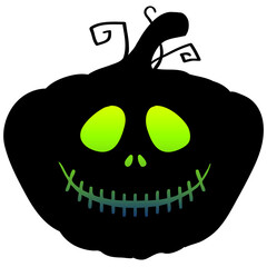 Silhouette pumpkin face character in Halloween day clipart cartoon