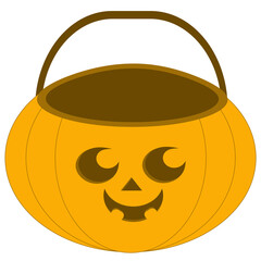 Halloween day with carved pumpkin face empty basket clipart cartoon