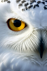 Extreme Close-up of a beautiful Snowy owl. Amazing American Wildlife. Generative Ai