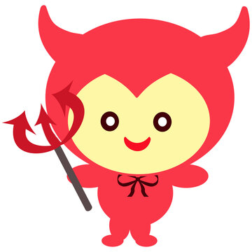 Cute devil in Halloween day clipart cartoon
