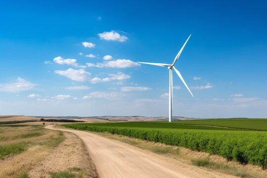 Generative AI, wind turbine on a green field, these alternative energy sources have potential, the concept of wind energy, windmill