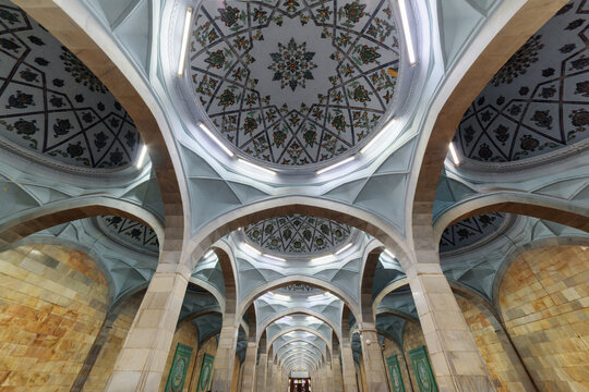 Awesome ceiling of Alisher Navoiy Station of the Tashkent Metro