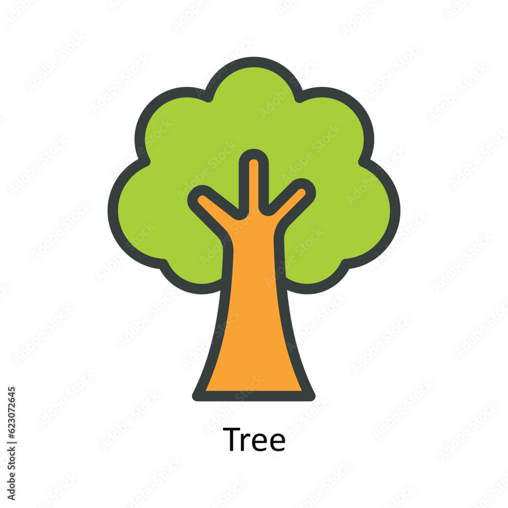 Poster tree vector fill outline icon design illustration. nature and ecology symbol on white background eps