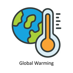 Global Warming Vector Fill outline Icon Design illustration. Nature and ecology Symbol on White background EPS 10 File