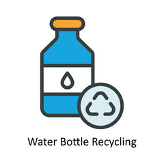 Water Bottle Recycling Vector Fill outline Icon Design illustration. Nature and ecology Symbol on White background EPS 10 File