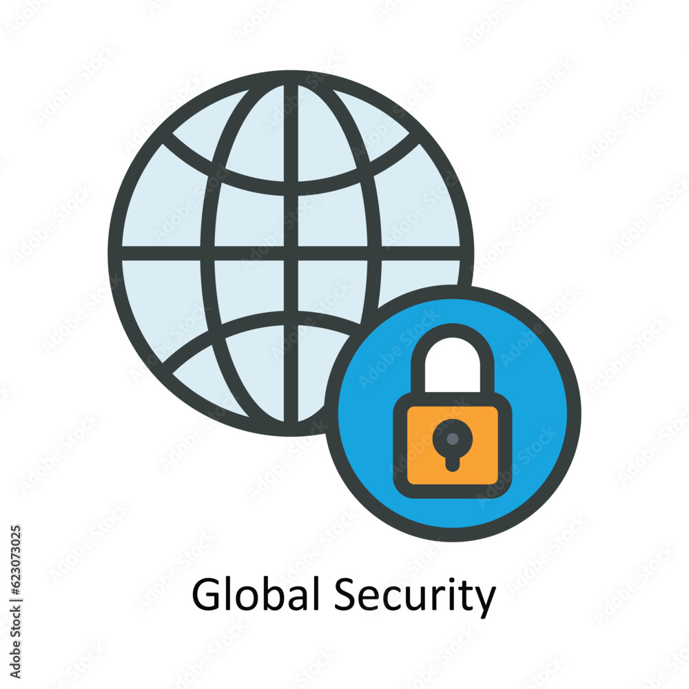 Poster global security vector fill outline icon design illustration. nature and ecology symbol on white bac