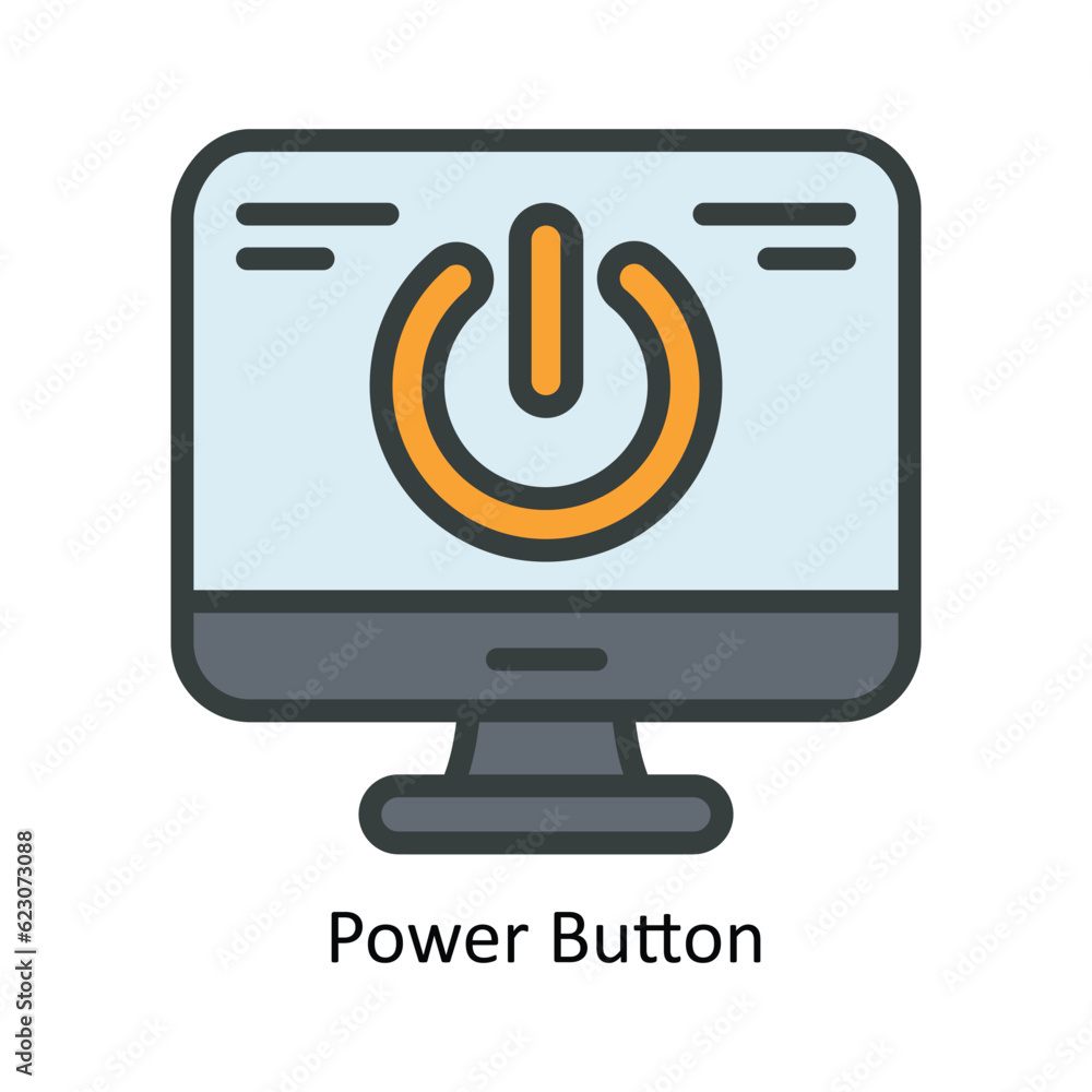 Aufkleber power button vector fill outline icon design illustration. nature and ecology symbol on white backgr