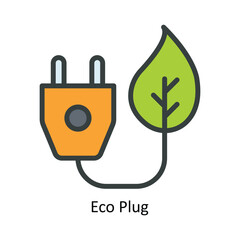 Eco Plug Vector Fill outline Icon Design illustration. Nature and ecology Symbol on White background EPS 10 File