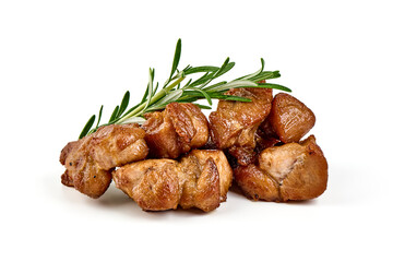 Shish kebab, BBQ meat, Isolated on white background.