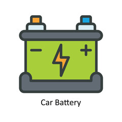 Car Battery Vector Fill outline Icon Design illustration. Nature and ecology Symbol on White background EPS 10 File
